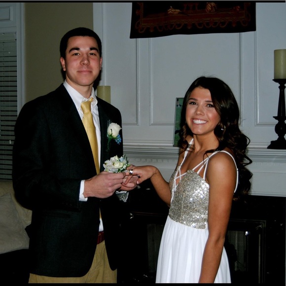 White Dress with Gold Sequins - Picture 7 of 8